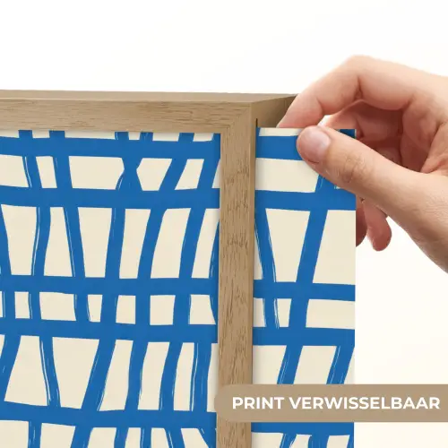 Ruitpatroon - Blauw - Crème Light Box met batterij (Wandlamp) middel 907 -USP_websiteprintNL