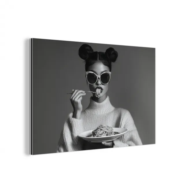 Vrouw - Pasta - Zonnebril aluminium wit klein -3d