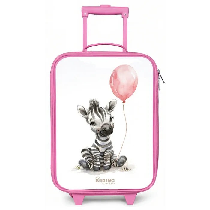 Zebra met roze ballon Kinderkoffer - Roze klein -zz3dotto