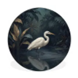 Reiger - Water - Natuur - Modern - Wit Wandcirkel aluminium klein -3d