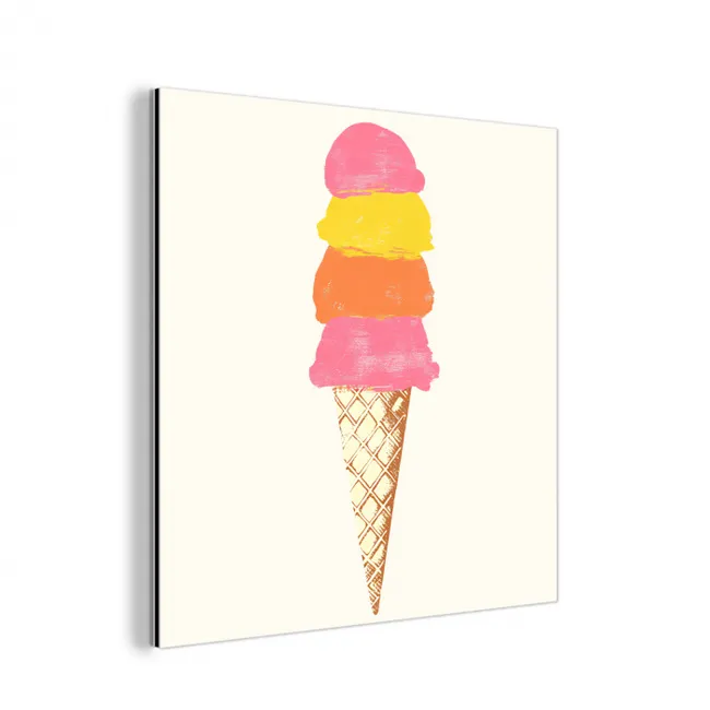 Schepijs - Hoorntje - Illustratie - Minimalistisch aluminium wit klein -3d