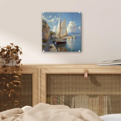 Zeilschip - Huizen - Kade - Zee plexiglas 5mm klein -sfeer4