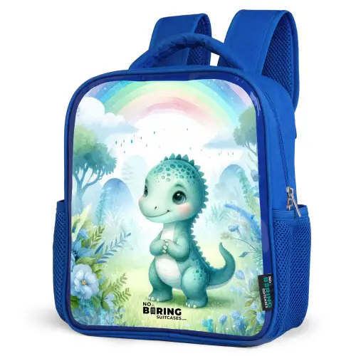 Daantje Dino Kinderrugzak - Blauw middel -schuin