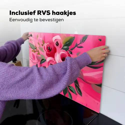 Bloemen - Verf - Roze Inductie beschemer met haakjes klein -ky-ophangen-nl
