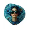 Vrouw - Bloemen - Vlinders - Blauw - Abstract Wandcirkel Organisch Plexiglas middel -3d