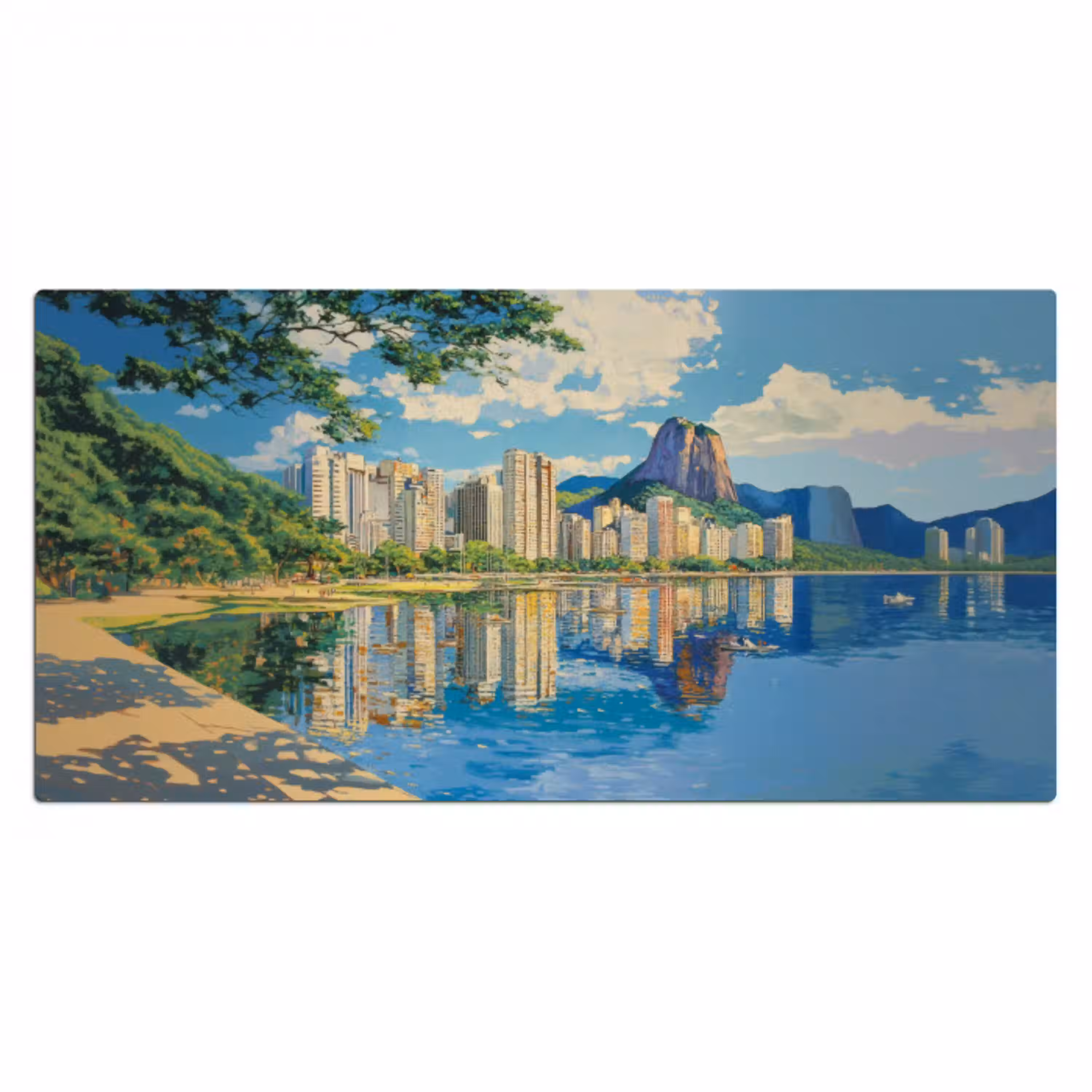 Berg - Skyline - Strand - Water Muismat XXL klein -3d_leeg