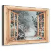 Bos - Winter - Bomen - Natuur - Pad - Doorkijk Textielframe - compleet frame klein -3d