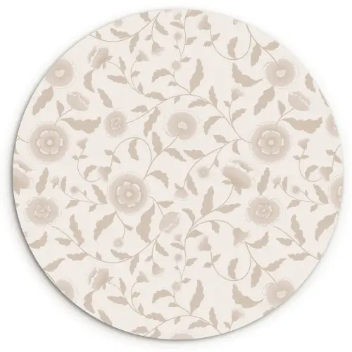 Sierlijk - Bloemen - Beige Wandcirkel kunststof plaat 5mm dik klein 188 -3d