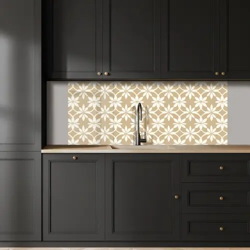 Bloemen - Patroon - Beige keuken achterwand 2 middel 871 -sfeer1