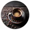 Kop - Koffie - Hout - Bonen KitchenYeah - Keuken - Wandcirkel Forex klein -3d