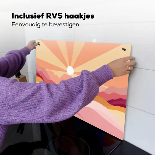 Bergen - Abstract - Zonnestralen - Roze Inductie beschemer met haakjes klein -ky-ophangen-nl