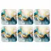 Abstract - Kunst - Gold - Blauw onderzetter kurk middel -3d