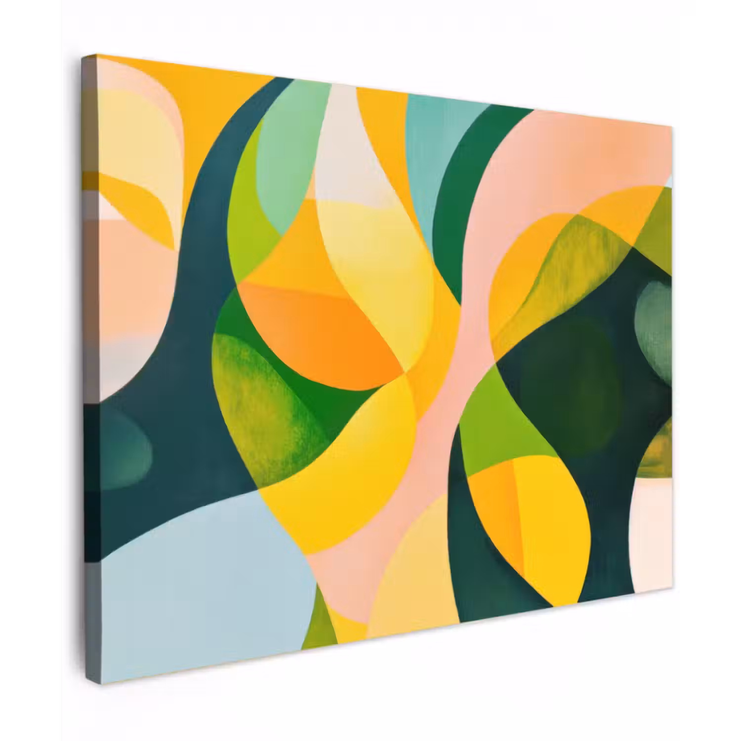 Canvas schilderij - Abstract - Geel - Roze - Groen