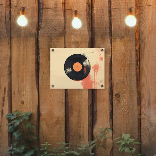 Vinylplaat - Zwart - Verfspatten - Retro tuinposter los doek klein -sfeer1