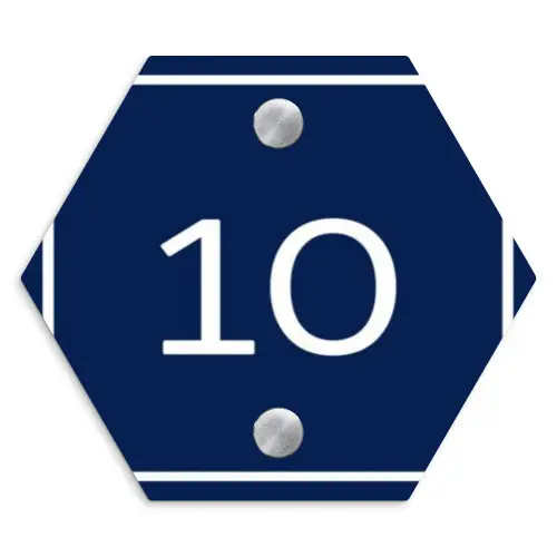 Blauw - Kader - Regulier Naambord Hexagon klein -3d