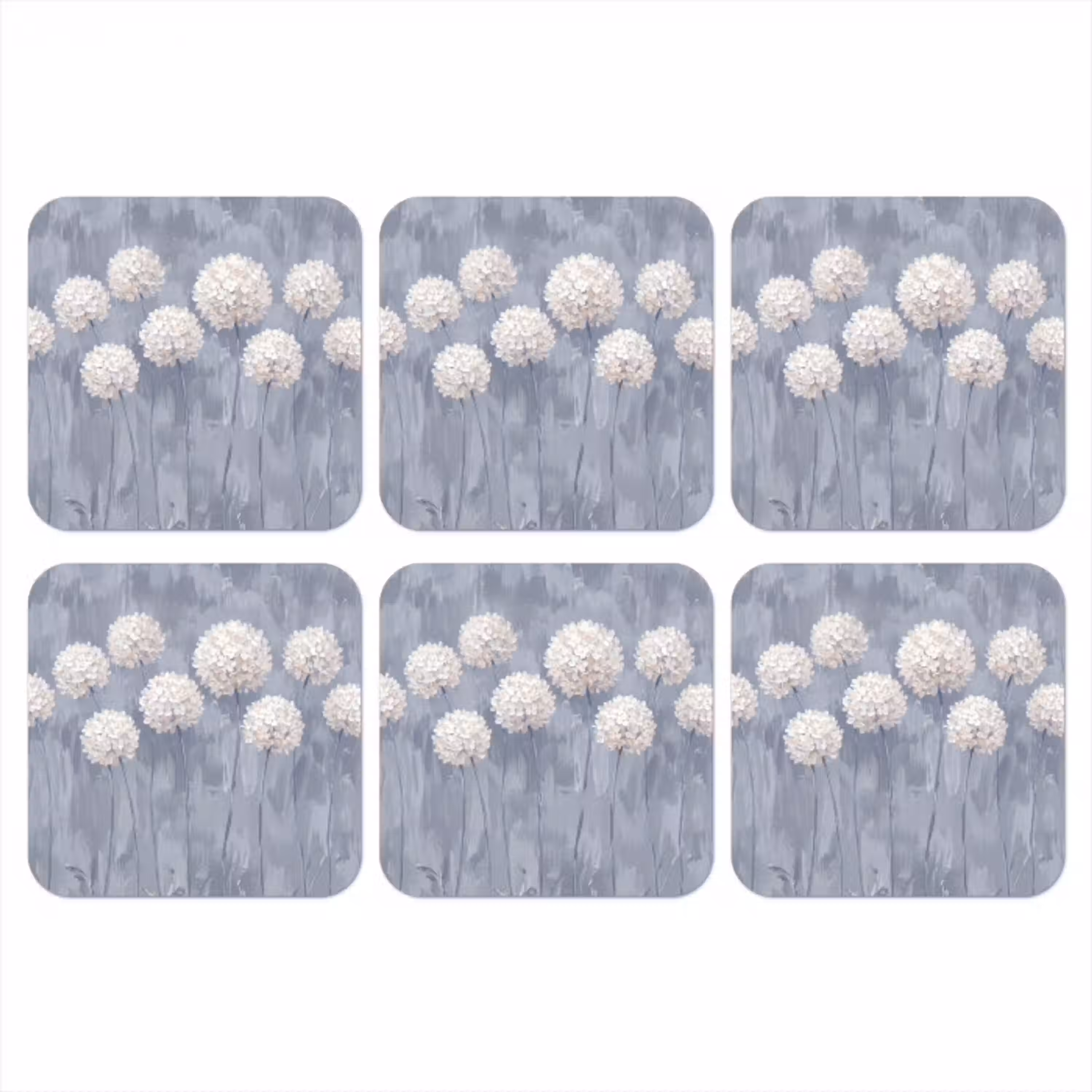 Bloemen - Illustratie - Blauw onderzetter kurk middel -3d