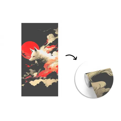 Witte vos - wolken - maan fotobehang vinyl groot -3d