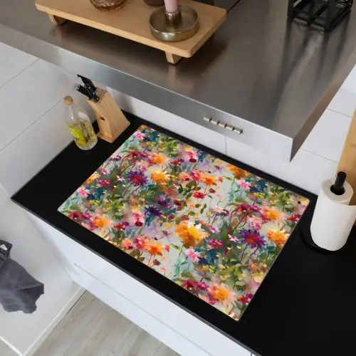 Zomers - Kleurrijk - Patroon - Bloemen Inductie beschemer met haakjes klein 777 -sfeer1