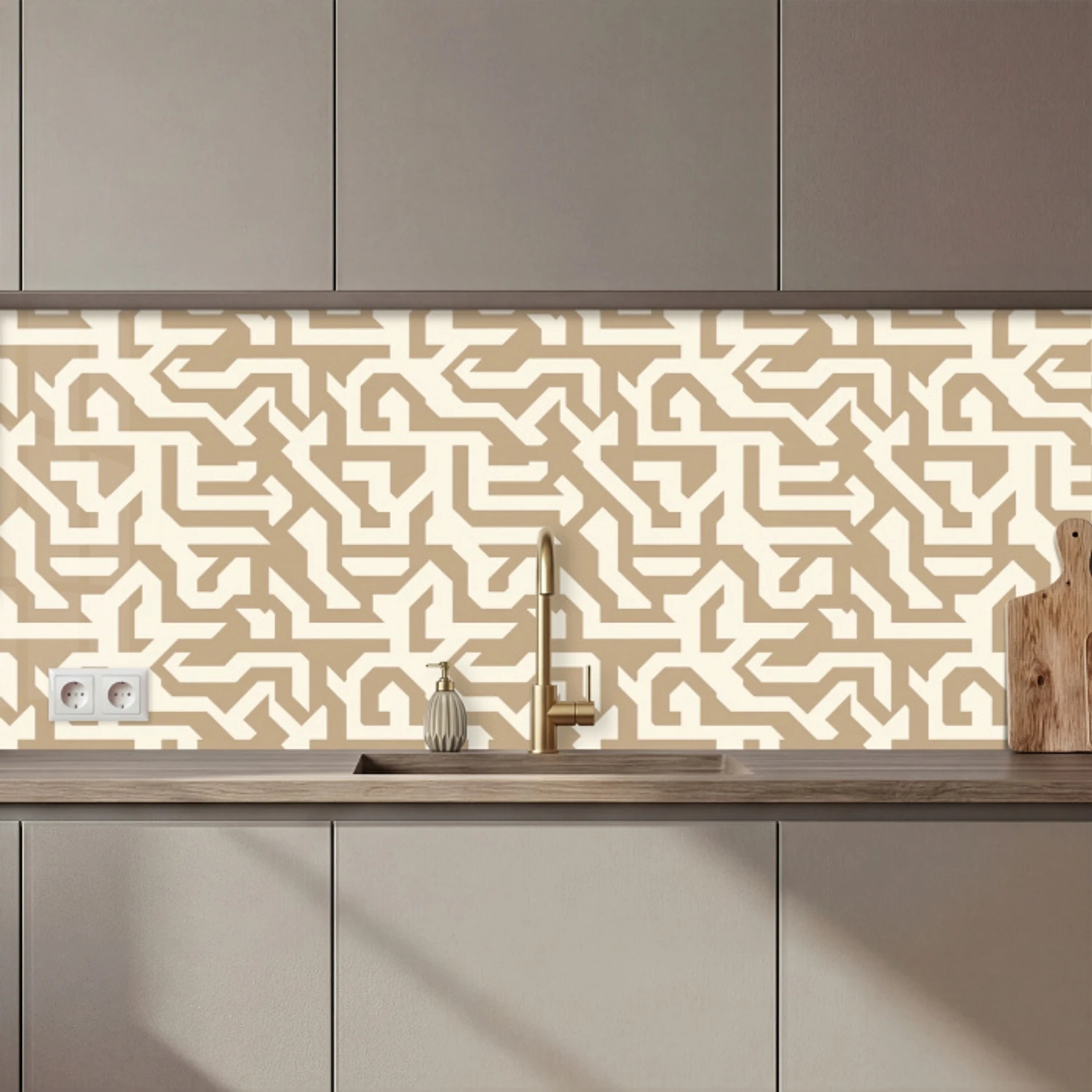 Modern - Abstract - Beige keuken achterwand 2 middel 871 zz_3dshopping