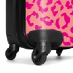 Dierenprints - Panterprint koffer in roze en koraalroze NBS - Handbagage koffer - Unisex middel -wiel