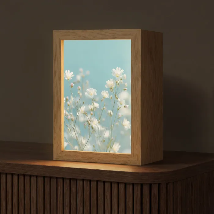 Stengels - Bloemen - Lucht - Wit Light Box met kabel (Tafellamp) klein -z3d_website