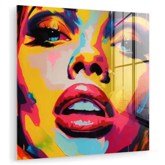 Vrouw - Gezicht - Kleurrijk plexiglas 5mm klein -zzzproduct_nieuw