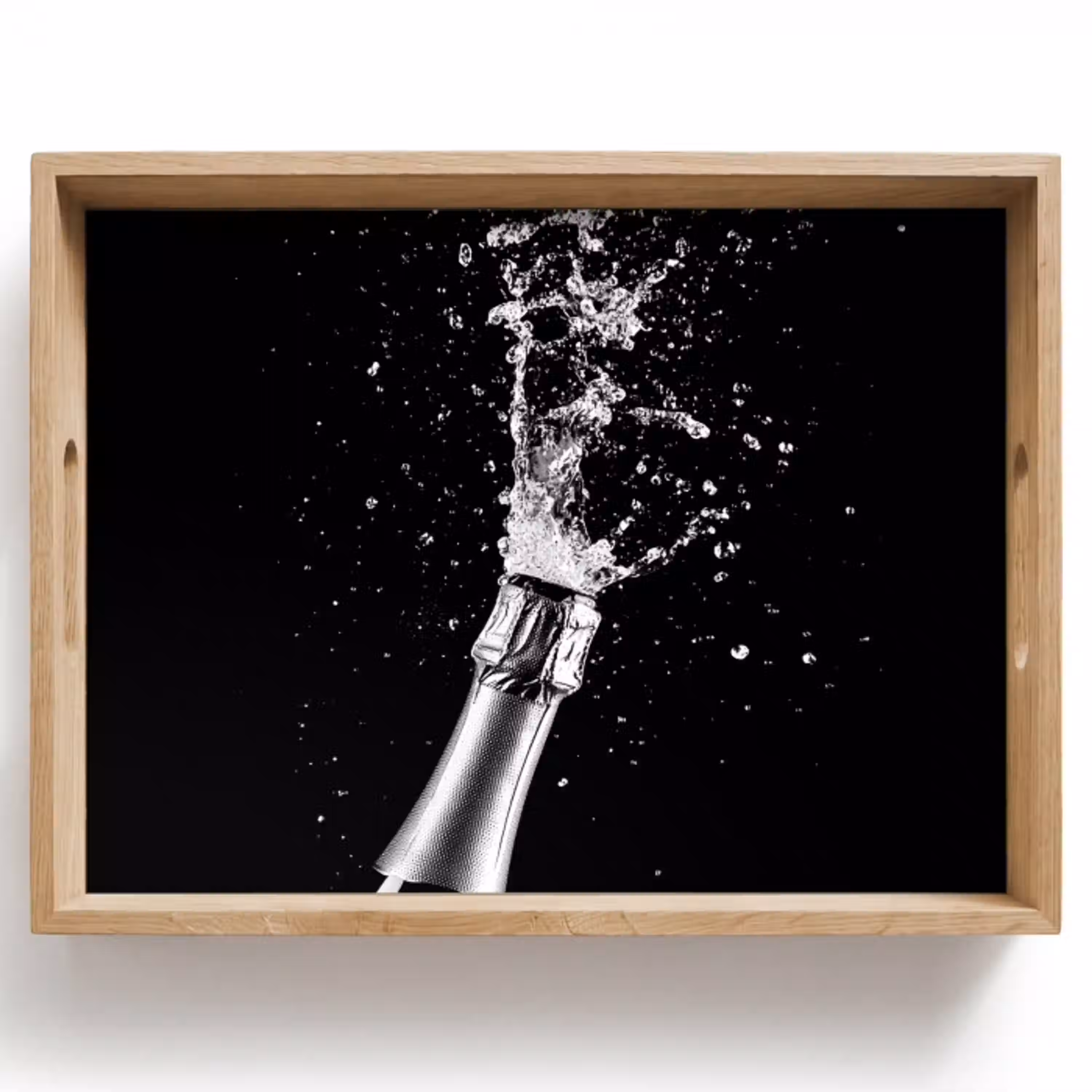 Champagne - Zwart - Spetters - Popping Dienblad Rechthoek middel -z3d_shopping