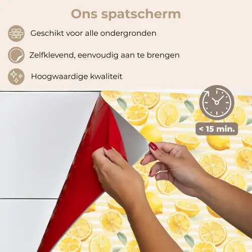 Frans - Citroen - Strepen - Geel - Groen keuken achterwand spatscherm klein 900 -spatscherm_NL