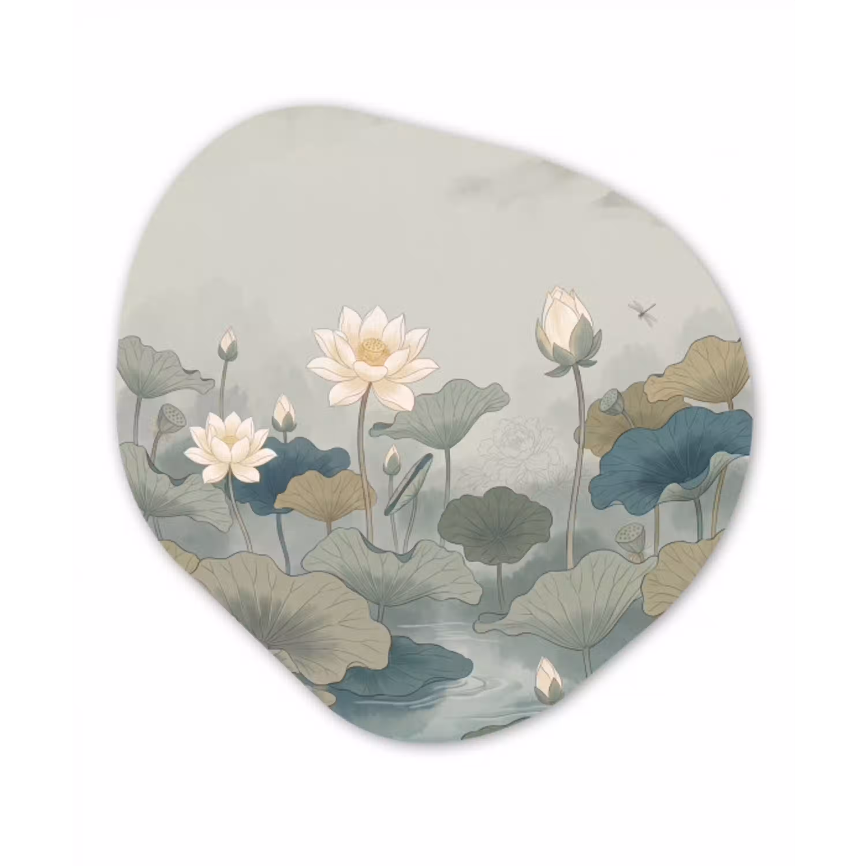 Lotus - Bloemen - Groen Wandcirkel Organisch Forex 3mm klein -3d