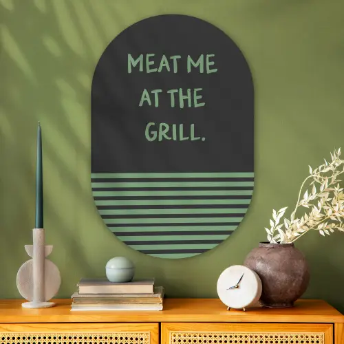 Quote - Groen - Grill - Zomer Wandcirkel Ovaal Glas middel -sfeer2