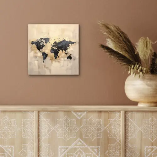 Wereldkaart - Goud - Zwart - Abstract aluminium wit klein -sfeer4