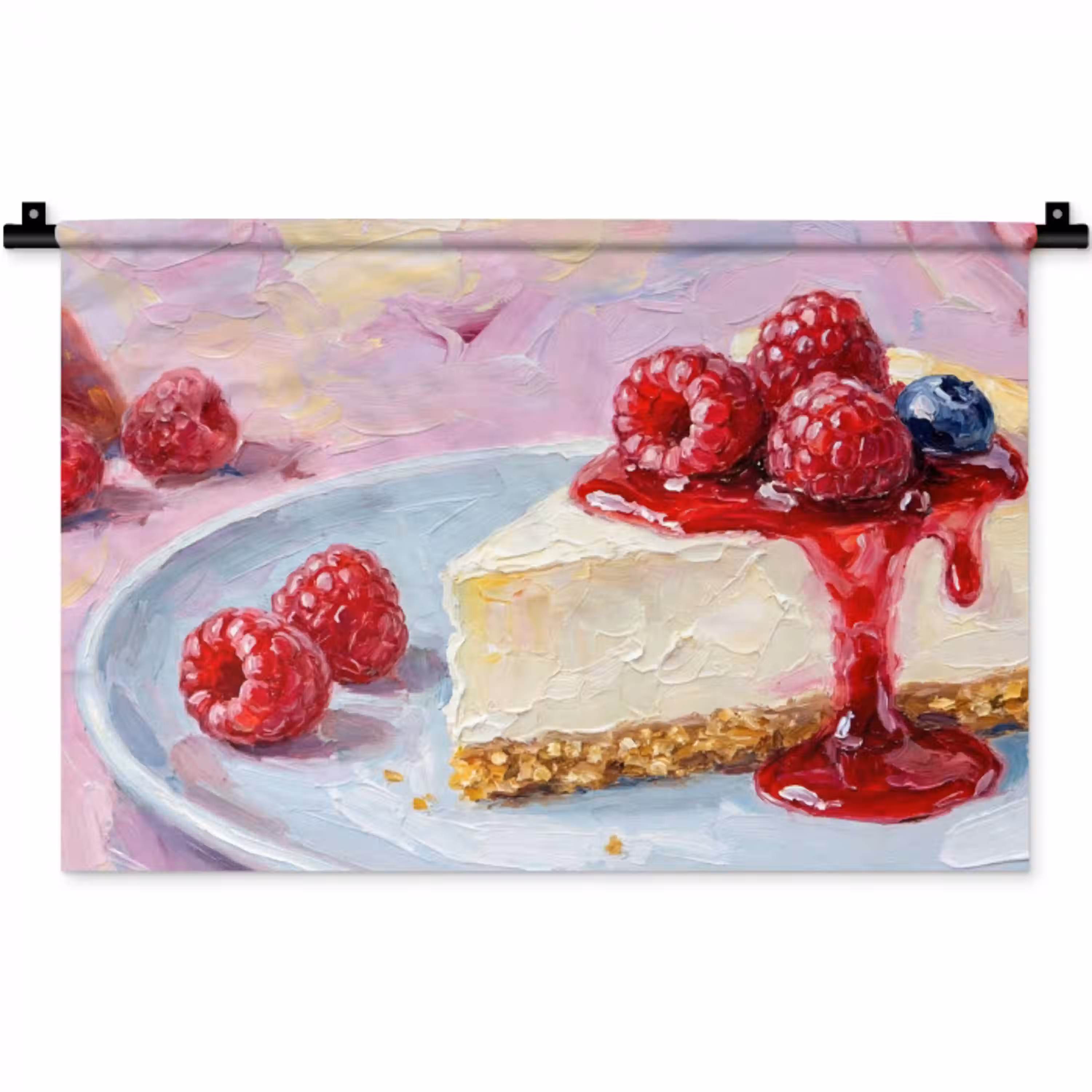 Eten - Cheesecake - Bessen - Abstract - Roze Wandkleed katoen klein -zz3d