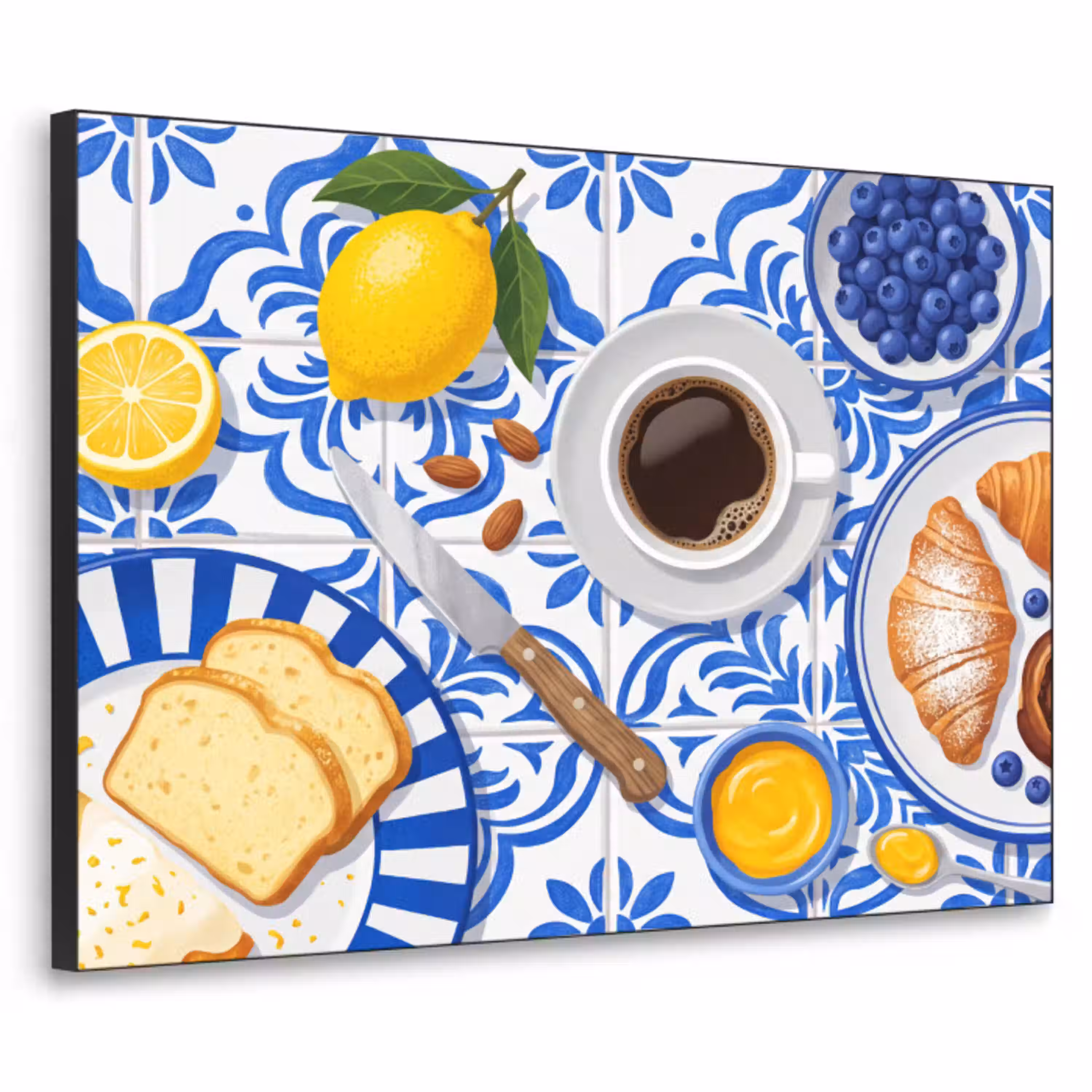 Ontbijt - Gebak - Eten Textielframe zwart klein -3d
