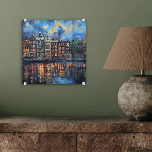 Grachten Amsterdam - Huizen - Stad - Kleurrijk plexiglas 5mm klein -sfeer3