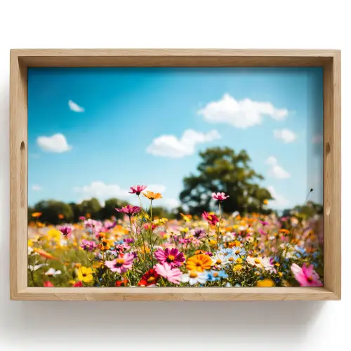 Bloemenweide - Blauw - Lucht - Kleuren Dienblad Rechthoek middel -z3d_shopping