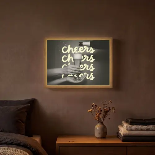 Cheers - Wijn - Zwart - Wit Light Box met batterij (Wandlamp) middel -sfeer4