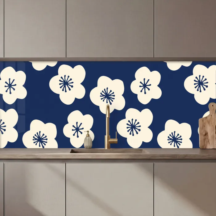 Sakura - Wit - Patroon - Japan keuken achterwand 2 middel 871 zz_3dshopping