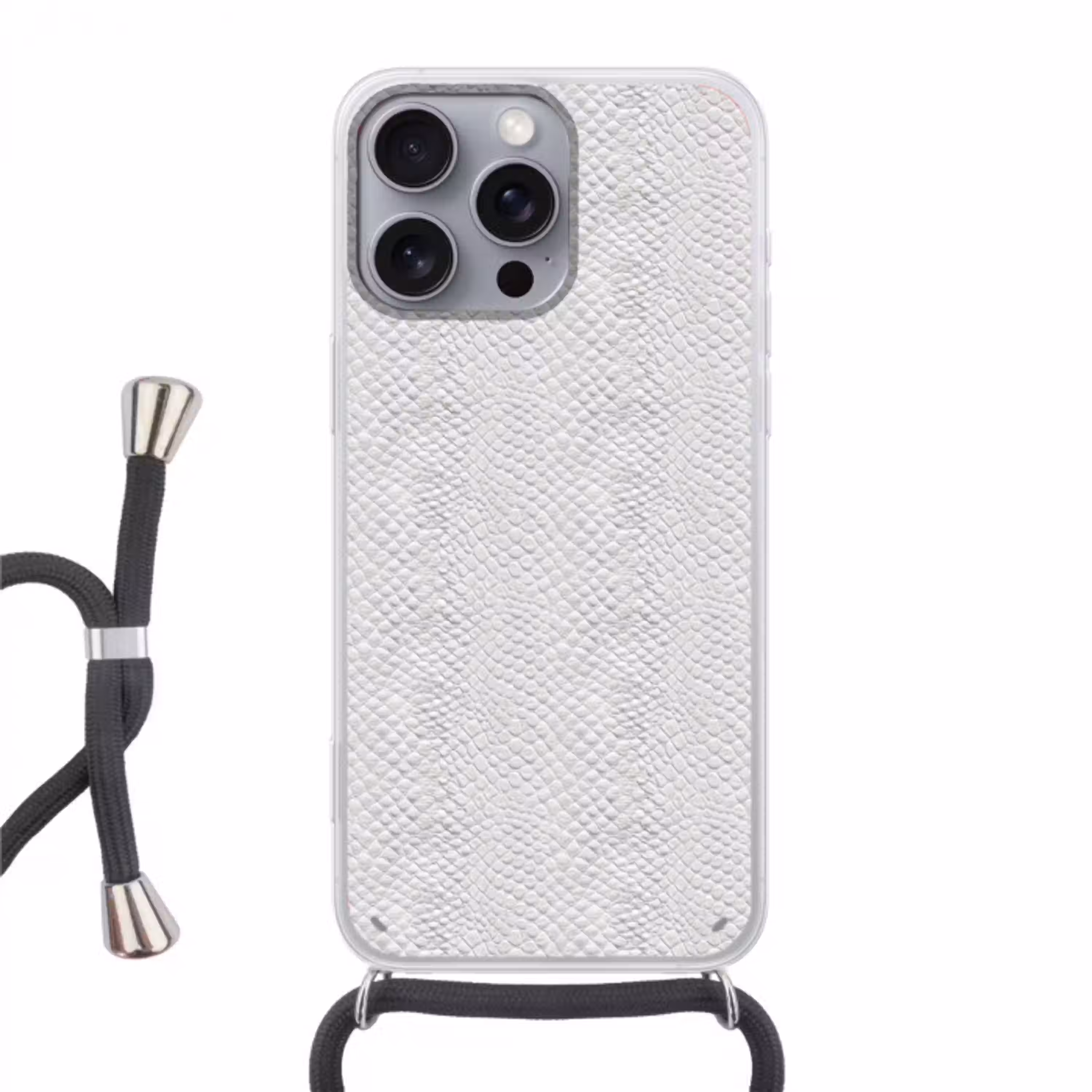 Slang - Patroon - Wit Hoesje iPhone 16 Pro Max met koord klein 804 -3d