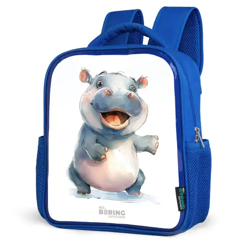 Baby nijlpaard Kinderrugzak - Blauw middel -schuin