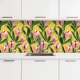 Tulpen - Botanisch - Geel keuken achterwand 2 middel 871 -3d