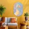 Eend - Zonnebril - Water Wandcirkel Ovaal Glas middel -sfeer4