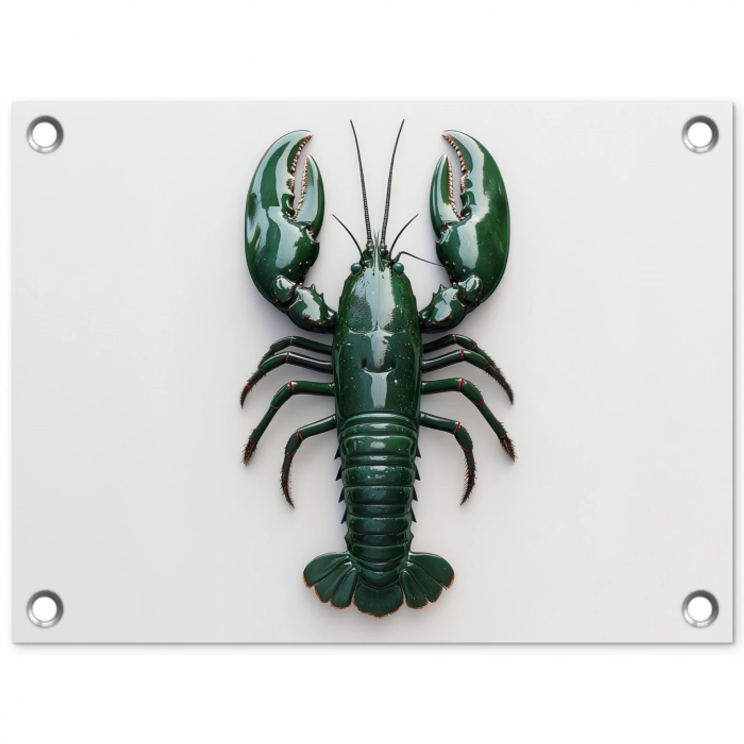 Kreeft - Glossier - Groen - Wit tuinposter los doek klein -3d