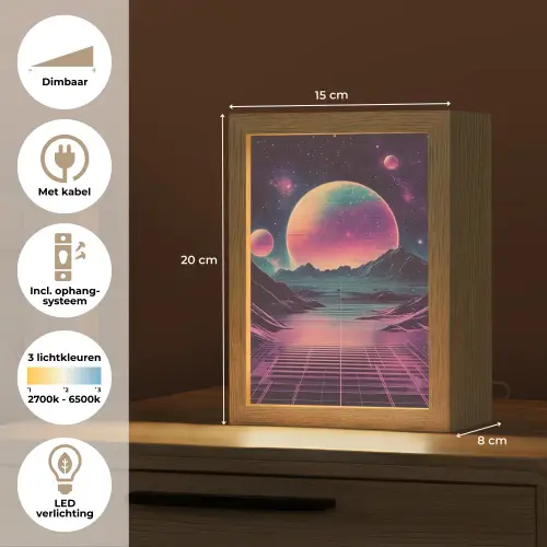 Landschap - Planeten - Horizon - Paars Light Box met kabel (Tafellamp) klein -USP_NL