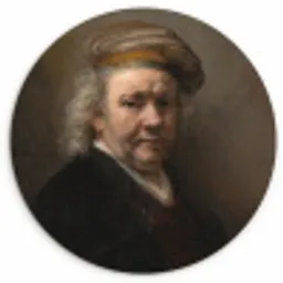 Zelfportret - Schilderij van Rembrandt van Rijn Wandcirkel kunststof plaat 5mm dik klein -3d