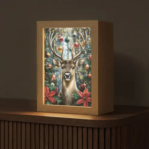 Kerstfeest - Dennenbos - Rood Light Box met kabel (Tafellamp) klein -z3d_website