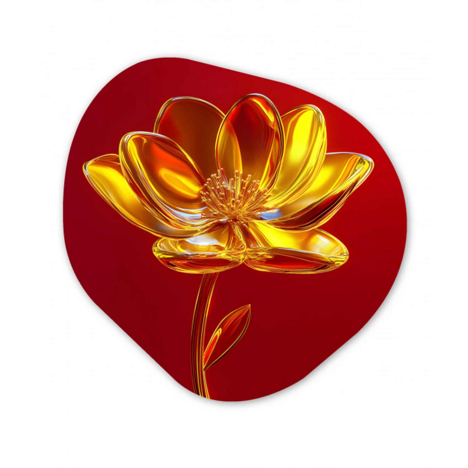 Bloem - Goud - Glazen Wandcirkel Organisch Forex 3mm klein -3d