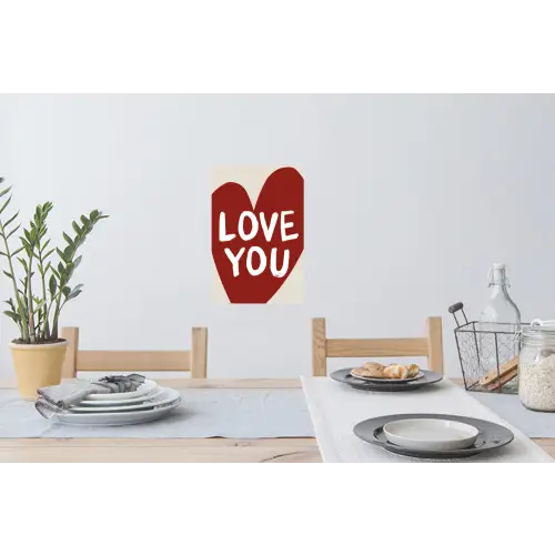 Loveyou - Hart - Rood Muursticker klein -eettafel