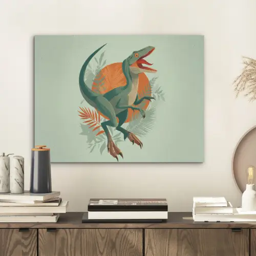 Dino - Bladeren - Grafisch - Groen PET vilt klein -sfeer1