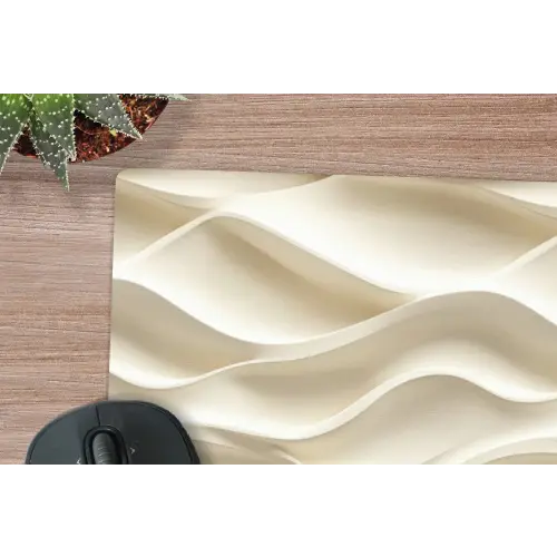 Lijnen - Golvend - Crème muismat rubber klein 262 -closeup
