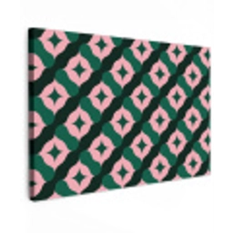 Groen - Roze - Retro - Sterren Tuinposter op houten frame 2 cm dik klein 845 -3d